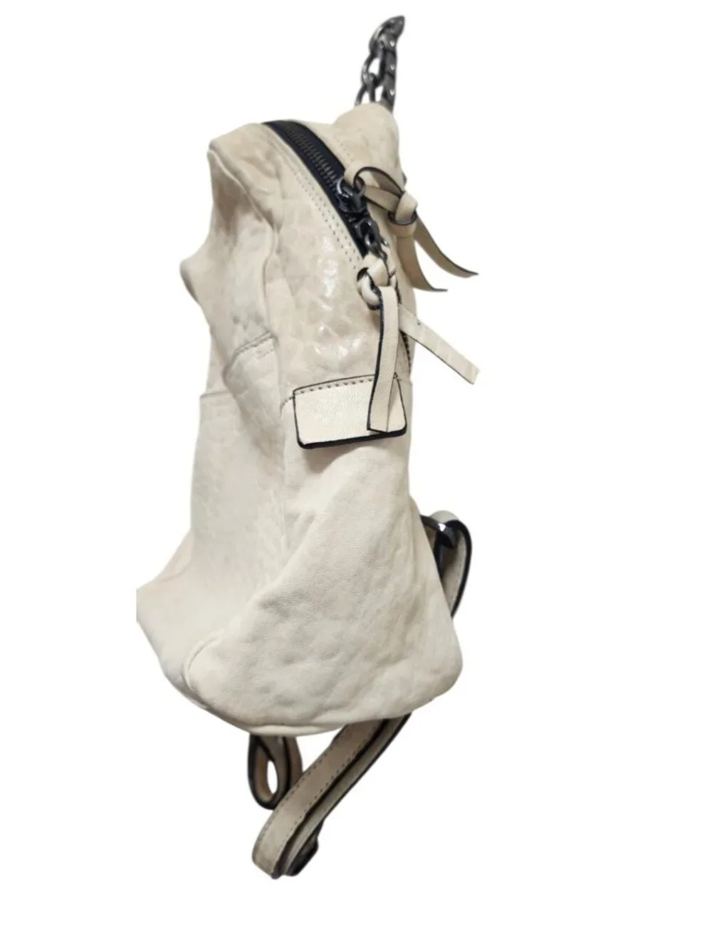 INNUE Made in Italy Ivory Leather Backpack Chain Handle Purse